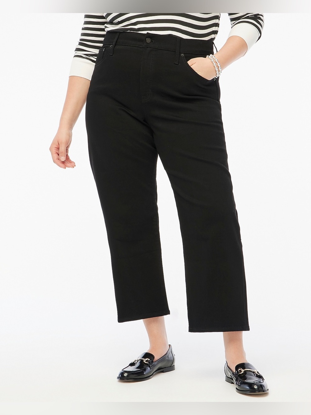 J.Crew Tall Black wide-leg cropped jean in all-day stretch - Picture 4 of 11